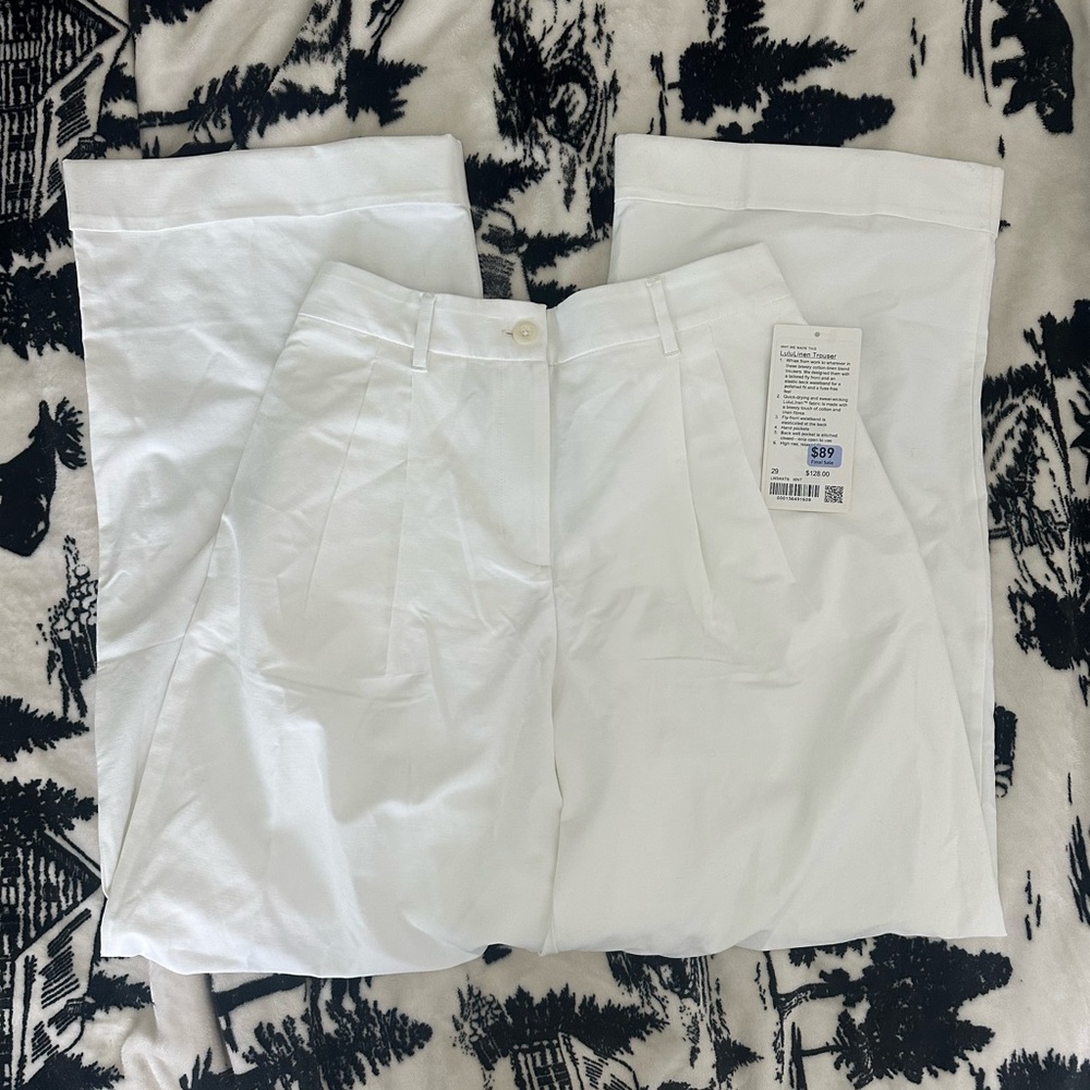 Lululemon White Linen Trouser Pant